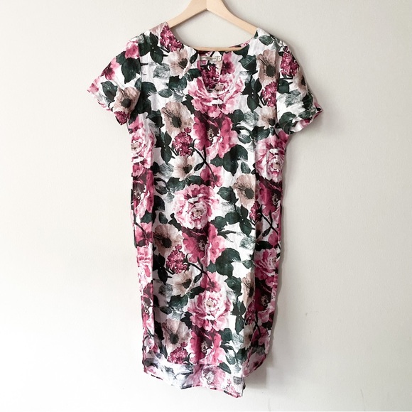 Valentina Naldi Dresses & Skirts - Valentina Naldi 100% Linen Floral Lightweight Cottagecore Midi Dress Size Small